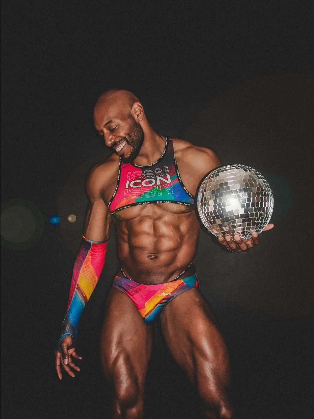 ICON Printed 5-Piece Mesh Festival Set - Crop Top, Brief/Speedo, Thong & Sleeves